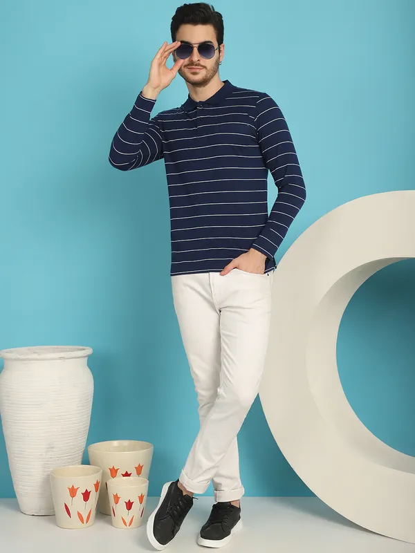 Venitian_Men_Striped_Polo_Neck_Full_Sleeves_Blue_T-Shirt_Wih_Pocket