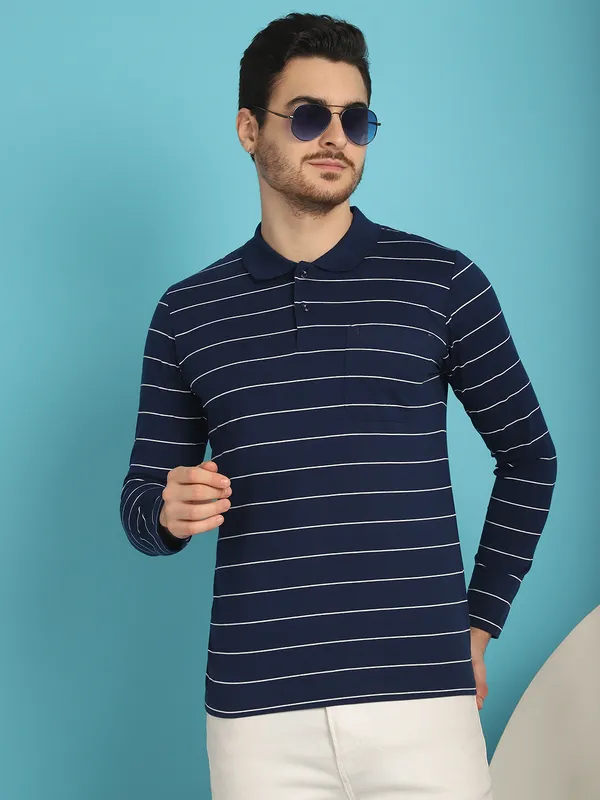 Venitian_Men_Striped_Polo_Neck_Full_Sleeves_Blue_T-Shirt_Wih_Pocket