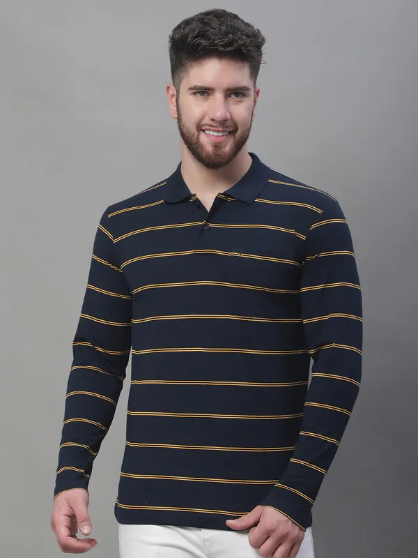 Men_Striped_Polo_Neck_Full_Sleeves_Navy_Shirt_With_Pocket