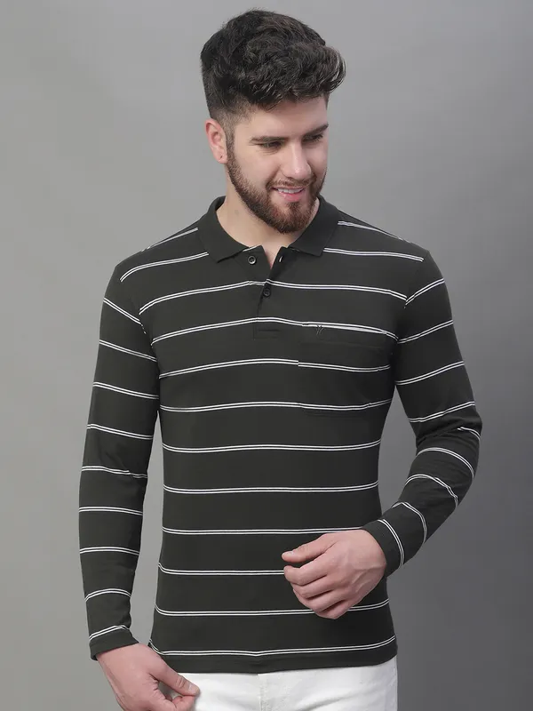 Men_Striped_Polo_Neck_Full_Sleeves_Olive_Shirt_With_Pocket