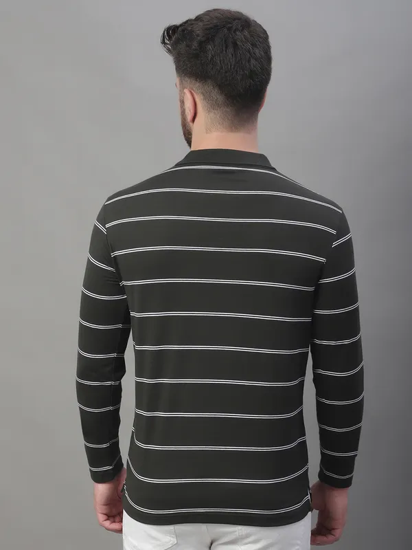 Men_Striped_Polo_Neck_Full_Sleeves_Olive_Shirt_With_Pocket