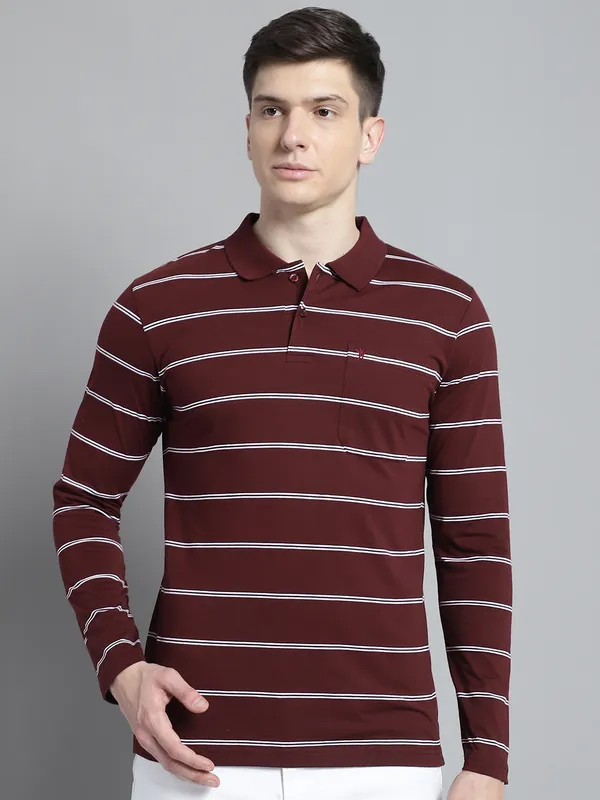 Men_Striped_Polo_Neck_Striped_Full_Sleeves_Wine_T-shirt_with_Pocket