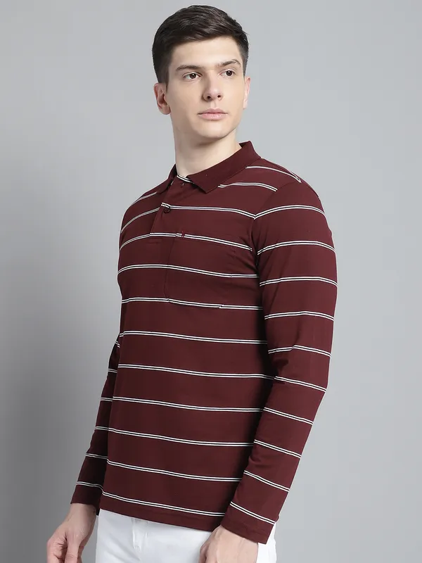 Men_Striped_Polo_Neck_Striped_Full_Sleeves_Wine_T-shirt_with_Pocket
