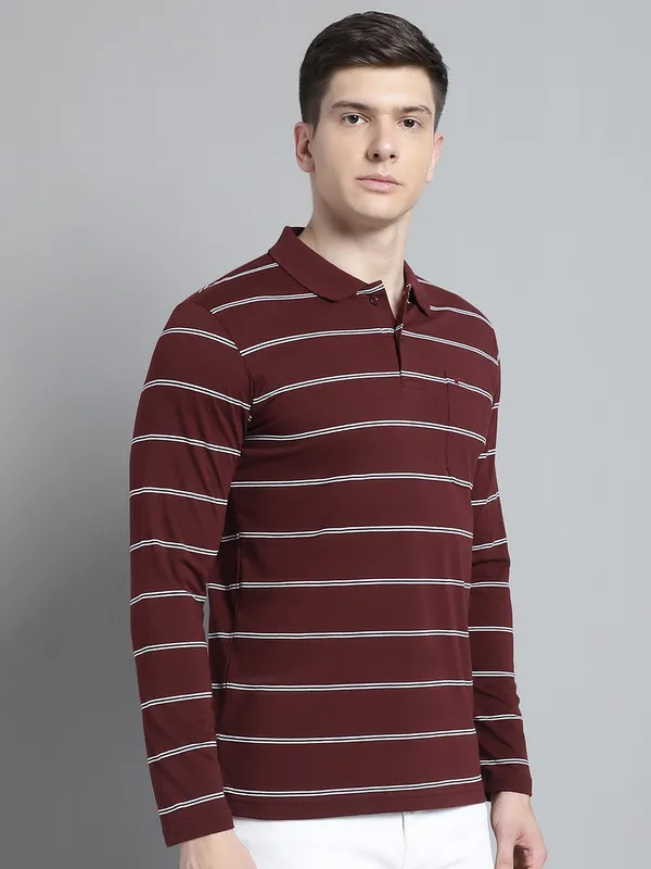 Men_Striped_Polo_Neck_Striped_Full_Sleeves_Wine_T-shirt_with_Pocket