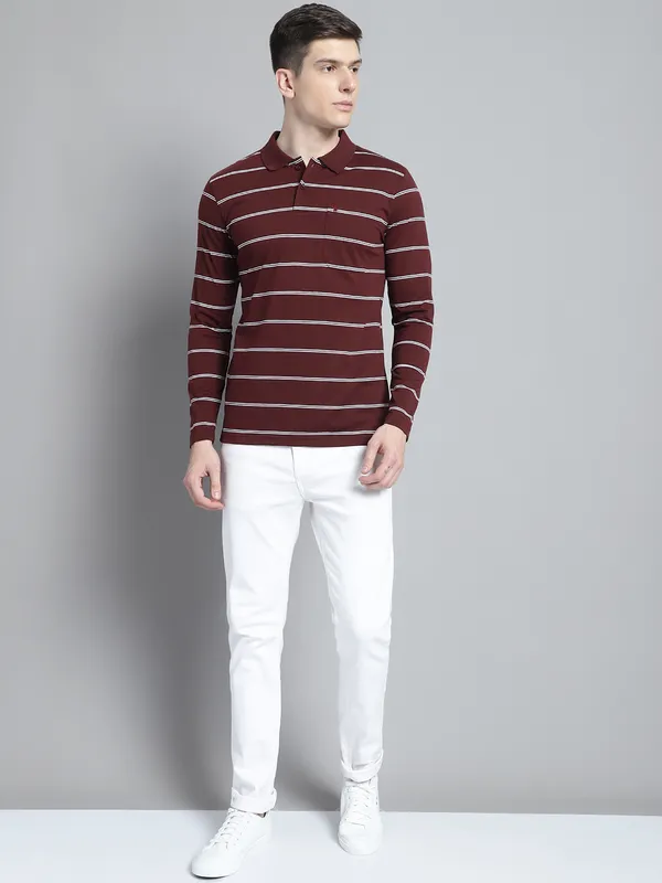 Men_Striped_Polo_Neck_Striped_Full_Sleeves_Wine_T-shirt_with_Pocket
