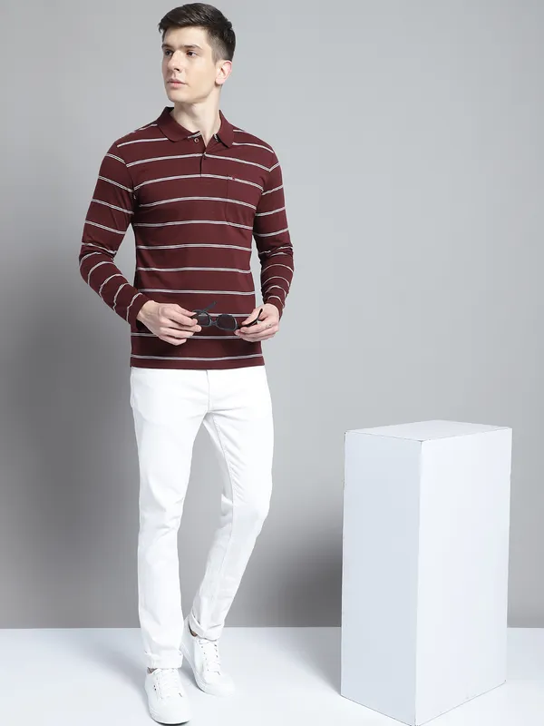 Men_Striped_Polo_Neck_Striped_Full_Sleeves_Wine_T-shirt_with_Pocket