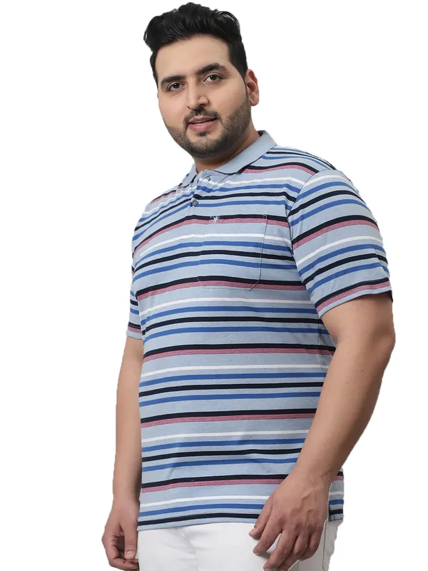 Men_Striped_Plus_Size_Polo_Neck_Sky_T-Shirt_With_Pocket