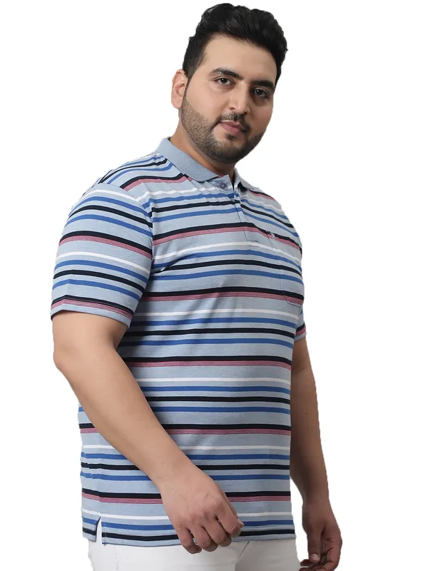 Men_Striped_Plus_Size_Polo_Neck_Sky_T-Shirt_With_Pocket