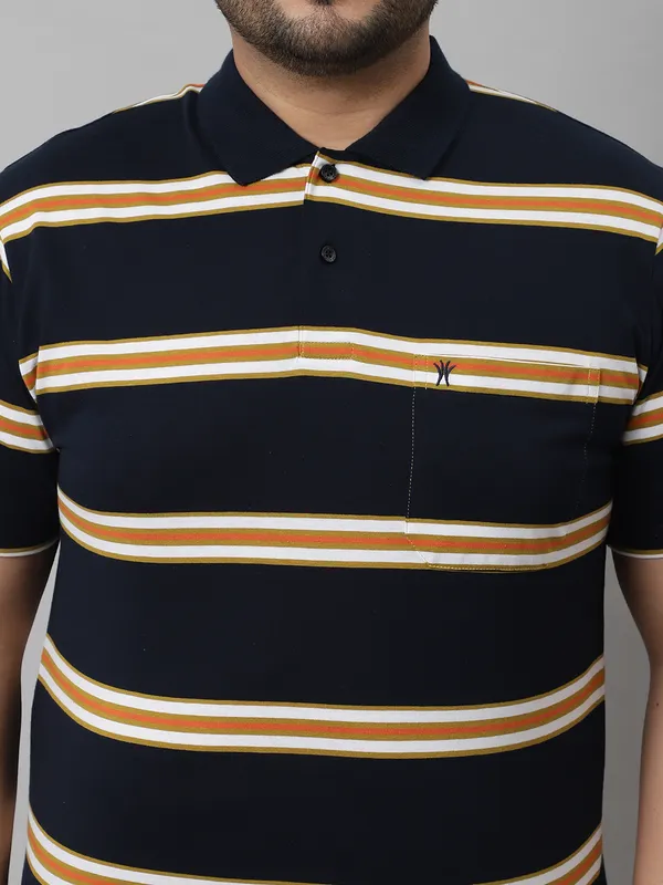 Men_Plus_Size_Striped_Cotton_Polo_Neck_Navy_T-Shirt_With_Pocket
