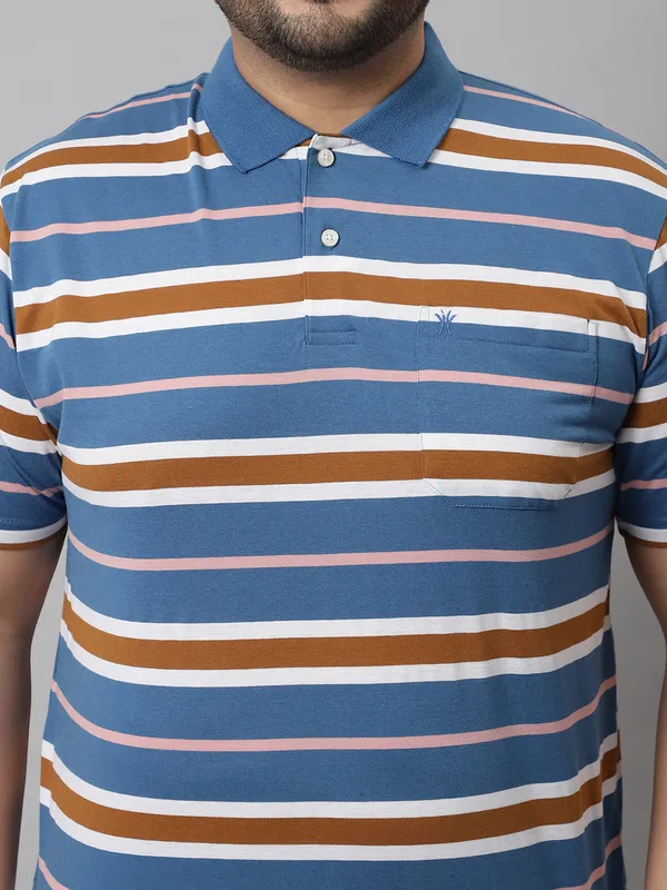 Men_Plus_Size_Striped_Cotton_Polo_Neck_Blue_T-Shirt_With_Pocket