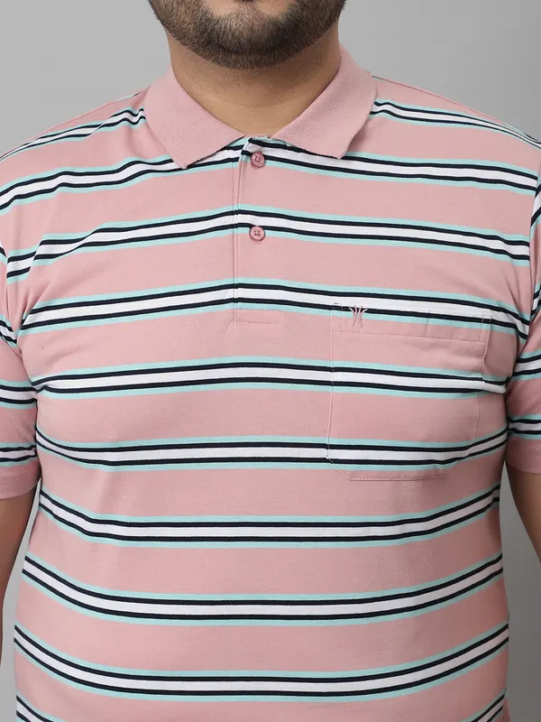 Men_Plus_Size_Striped_Cotton_Polo_Neck_Pink_T-Shirt_With_Pocket