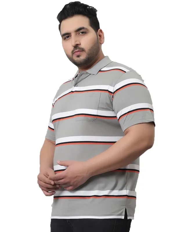 Men_Plus_Size_Striped_Polo_Neck_Grey_T-Shirt_With_Pocket