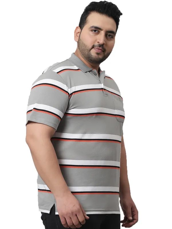 Men_Plus_Size_Striped_Polo_Neck_Grey_T-Shirt_With_Pocket