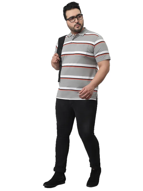 Men_Plus_Size_Striped_Polo_Neck_Grey_T-Shirt_With_Pocket