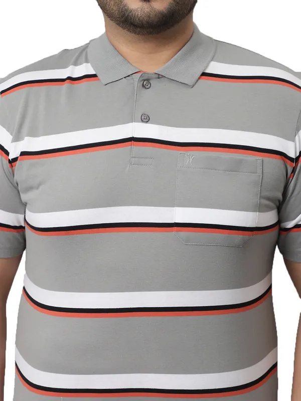 Men_Plus_Size_Striped_Polo_Neck_Grey_T-Shirt_With_Pocket
