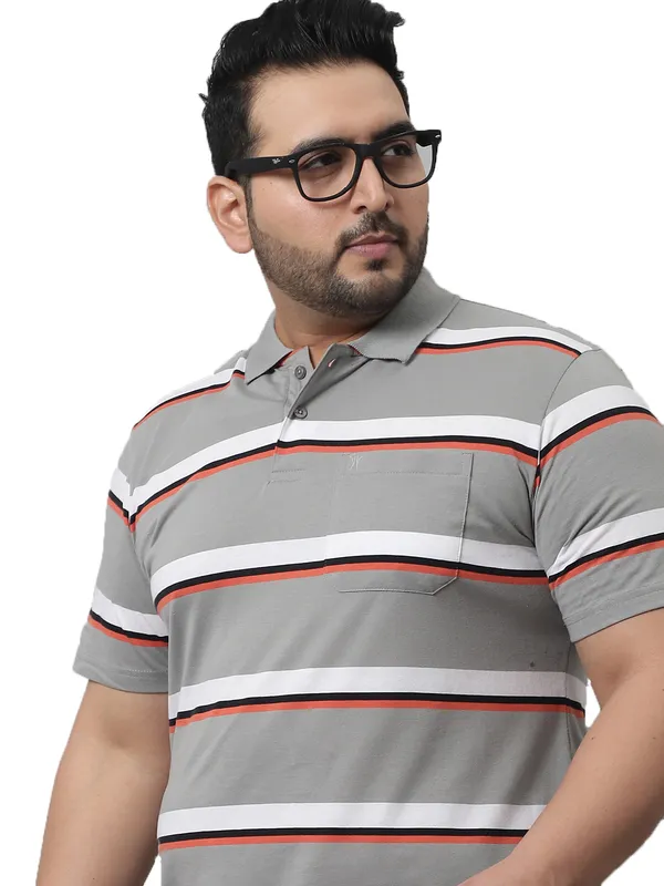 Men_Plus_Size_Striped_Polo_Neck_Grey_T-Shirt_With_Pocket