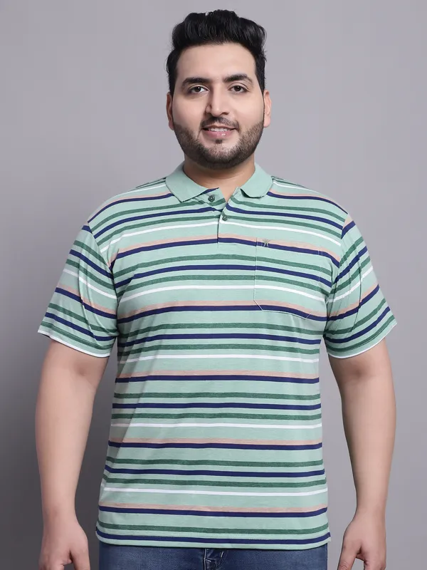 Men_Plus_Size_Striped_Polo_Neck_Cotton_T-Shirt_With_Pocket