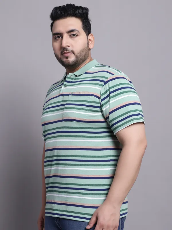 Men_Plus_Size_Striped_Polo_Neck_Cotton_T-Shirt_With_Pocket