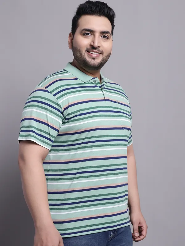 Men_Plus_Size_Striped_Polo_Neck_Cotton_T-Shirt_With_Pocket
