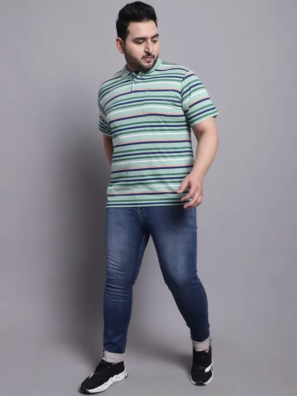 Men_Plus_Size_Striped_Polo_Neck_Cotton_T-Shirt_With_Pocket