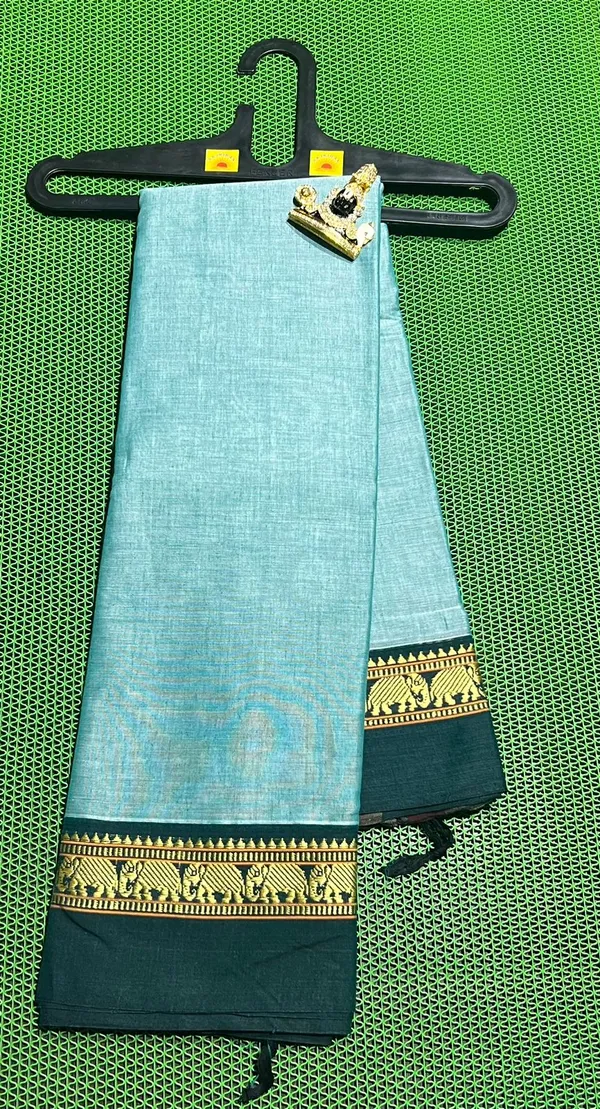 Sky_Blue_Narayanapet_Cotton_Sarees_With_Blouse_Piece