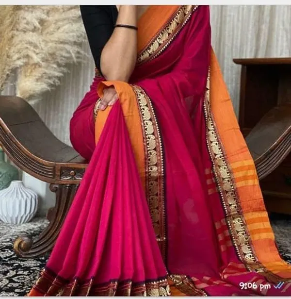 Pink_Color_Narayanapet__Cotton_Sarees_With_Blouse_Piece