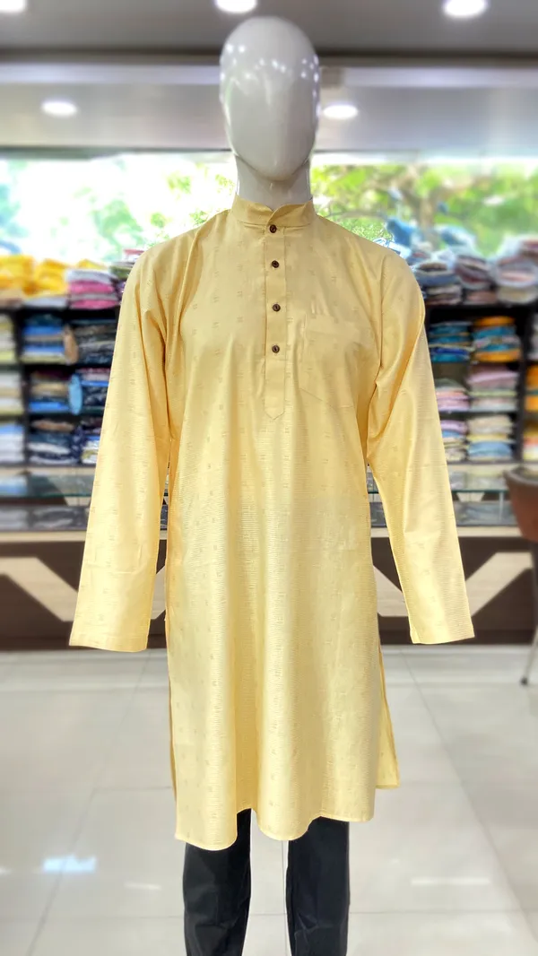 Almas Chikankari Yellow Raja Shahi Printed Straight Men s Kurta Price in India Buy Almas Chikankari Yellow Raja Shahi Printed Straight Men s Kurta online at undefined
