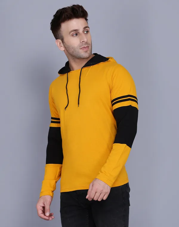 Mustard_Cotton_Men's_T-shirt_Hooded