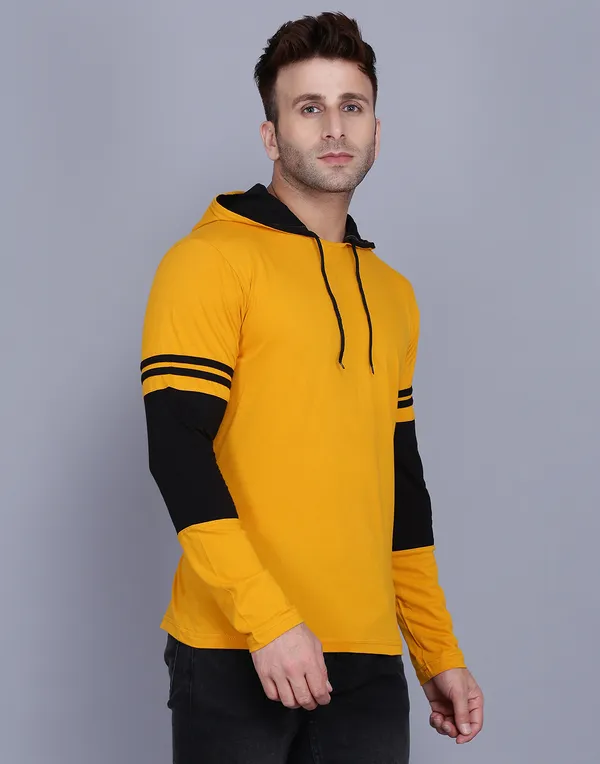 Mustard_Cotton_Men's_T-shirt_Hooded