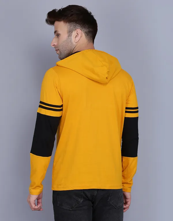 Mustard_Cotton_Men's_T-shirt_Hooded