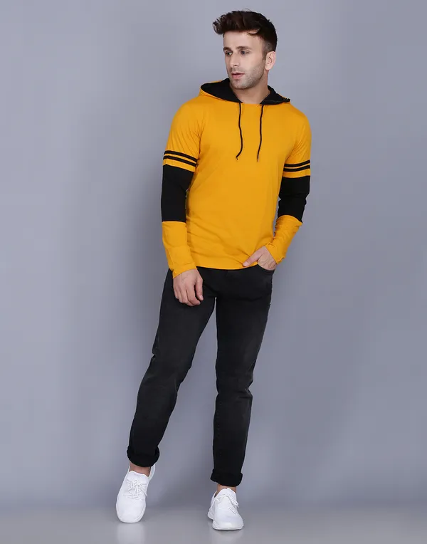 Mustard_Cotton_Men's_T-shirt_Hooded