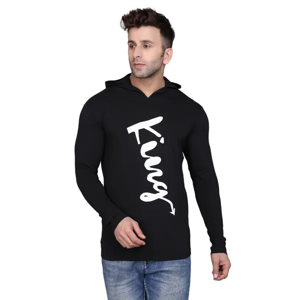 Black_Cotton_Men's_T-shirt_Print_Hooded_Neck