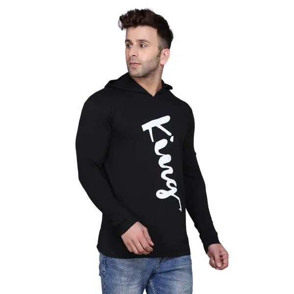 Black_Cotton_Men's_T-shirt_Print_Hooded_Neck