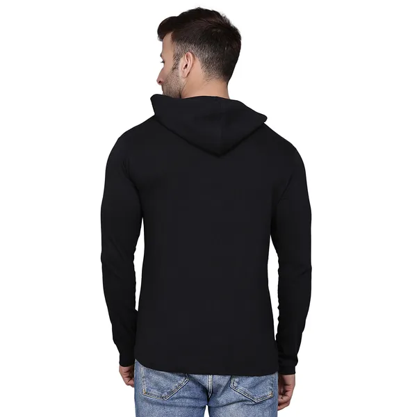 Black_Cotton_Men's_T-shirt_Print_Hooded_Neck
