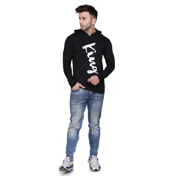 Black_Cotton_Men's_T-shirt_Print_Hooded_Neck