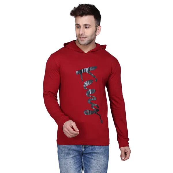 Maroon_Cotton_Men's_T-shirt_Print_Hooded_Neck