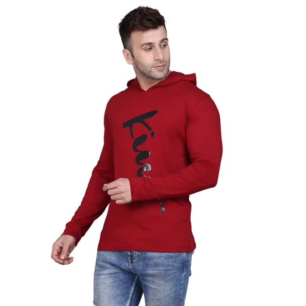 Maroon_Cotton_Men's_T-shirt_Print_Hooded_Neck