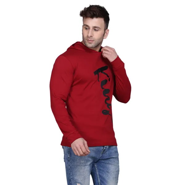 Maroon_Cotton_Men's_T-shirt_Print_Hooded_Neck