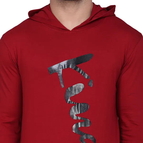 Maroon_Cotton_Men's_T-shirt_Print_Hooded_Neck