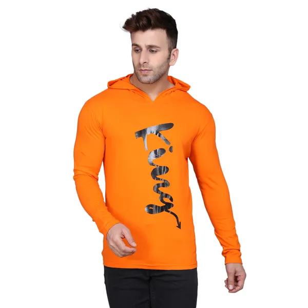 Orange_Cotton_Men's_T-shirt_Print_Hooded_Neck