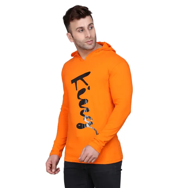 Orange_Cotton_Men's_T-shirt_Print_Hooded_Neck