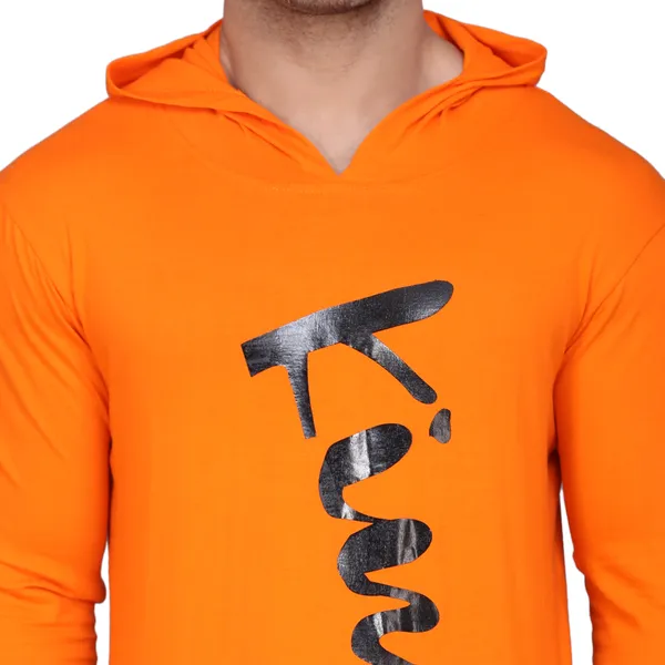 Orange_Cotton_Men's_T-shirt_Print_Hooded_Neck