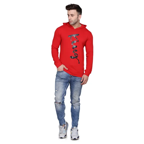 Red_Cotton_Print_Hooded_Neck_Men's_T-shirt