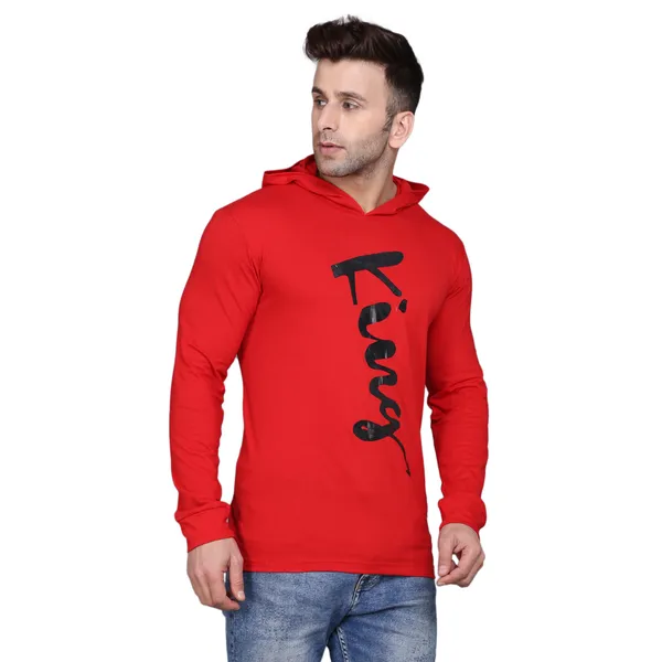Red_Cotton_Print_Hooded_Neck_Men's_T-shirt