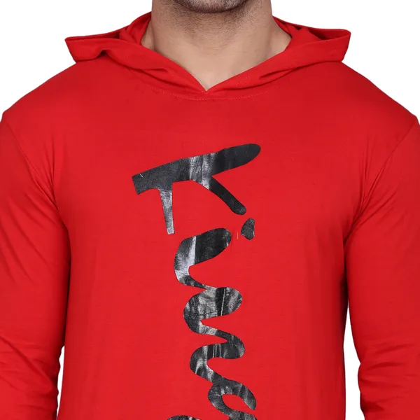 Red_Cotton_Print_Hooded_Neck_Men's_T-shirt
