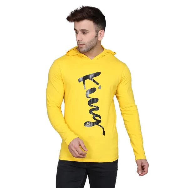 Yellow_Cotton_Men's_T-shirt_Print_Hooded_Neck