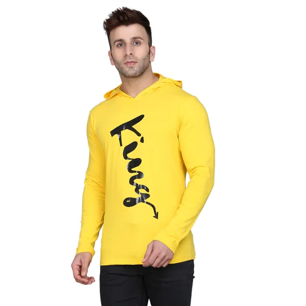 Yellow_Cotton_Men's_T-shirt_Print_Hooded_Neck