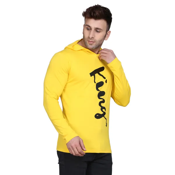 Yellow_Cotton_Men's_T-shirt_Print_Hooded_Neck