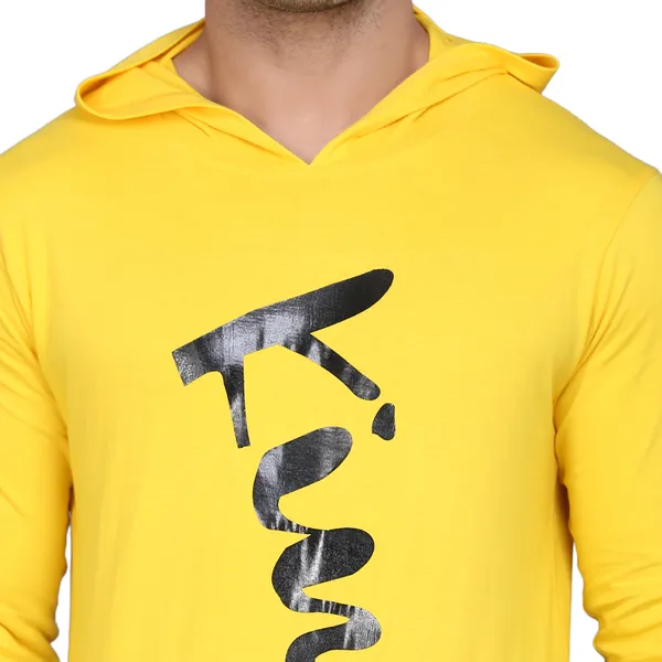 Yellow_Cotton_Men's_T-shirt_Print_Hooded_Neck