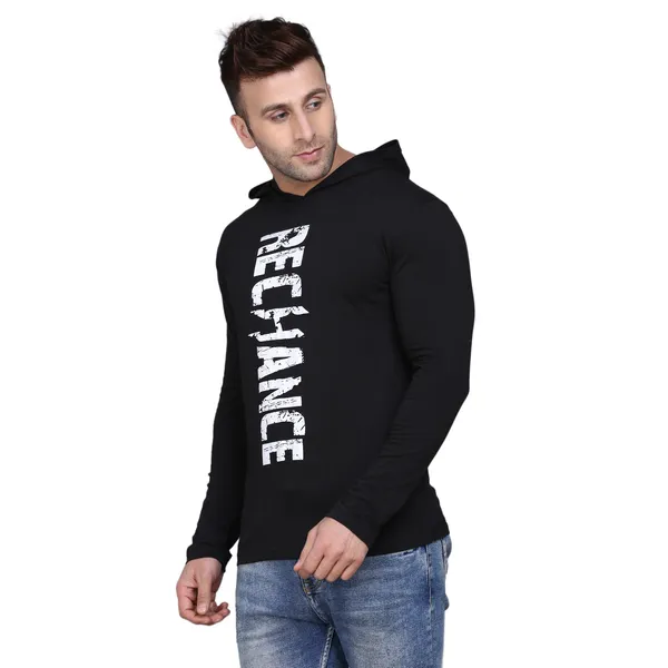 Black_Cotton_Men's_T-shirt_Print_Hooded_Neck